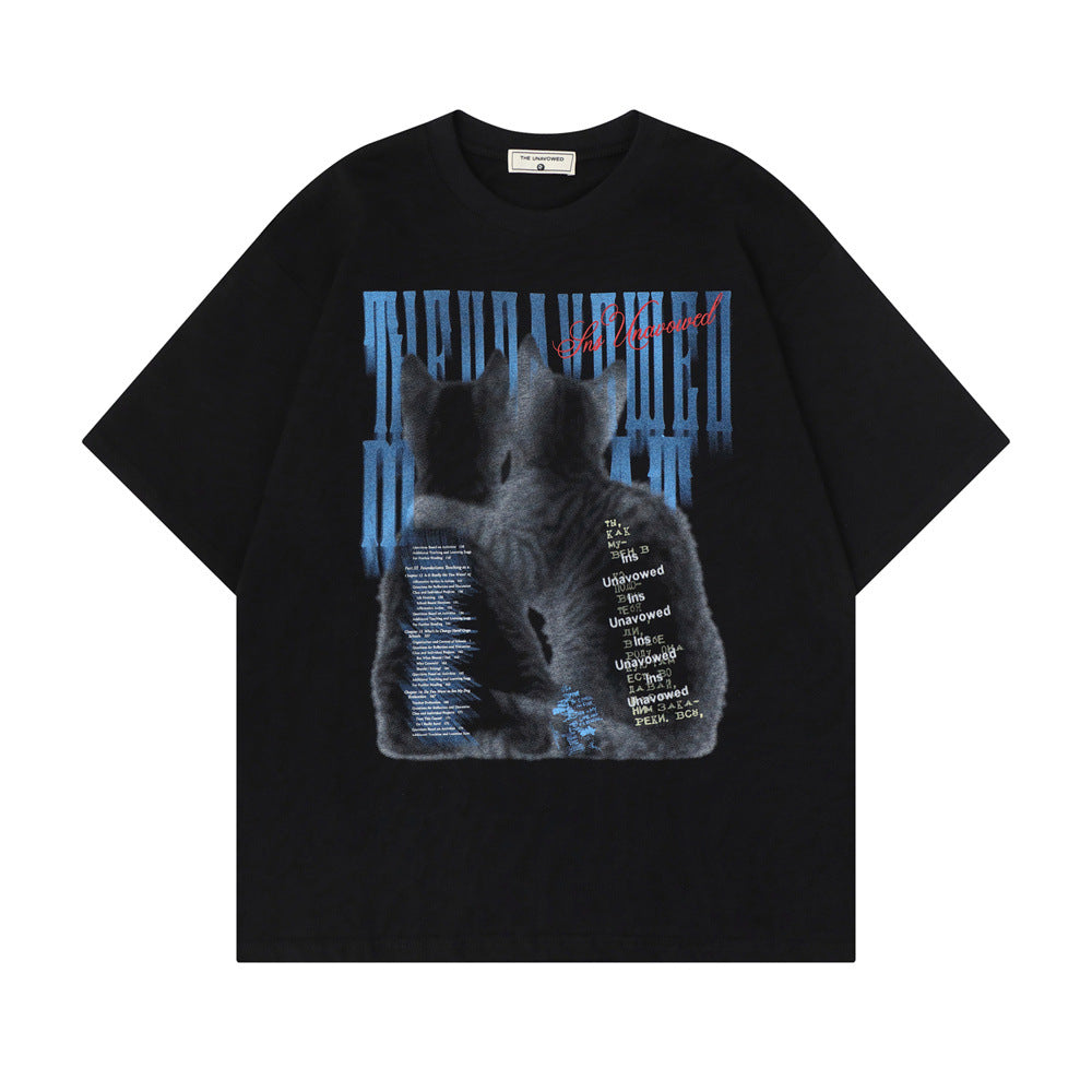 Two cats printed pure cotton t-shirts