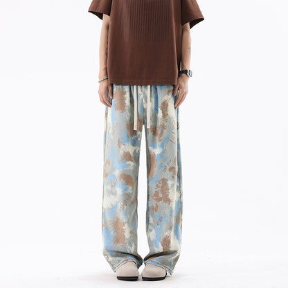 INS Streetwear Loose Patterned Lyocell Ice Silk Jeans
