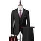 3 piece men's wedding suits fashion men's slim solid color business office suit sets large size men Blazer+ pants + vest