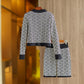 New Autumn Spring Elegant Texture Pattern Elastic Knitted Casual Women 2 Pieces Skirt Sets Sweater Jacket Suits