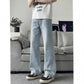 Slant Cut Flared Jeans Men Street Style Clean Fit Straight Leg Slim Flared Pants Vibe Trendy