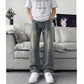 Slant Cut Flared Jeans Men Street Style Clean Fit Straight Leg Slim Flared Pants Vibe Trendy