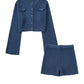 Fashion Knitted Women Coat Suits Metal Buttons Long Sleeve Sweater Cardigan Crop Top Female Shorts 2 Piece Sets New