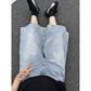 Wide-Leg 7/8 Denim Pants Men's Meteor Design Loose Shorts