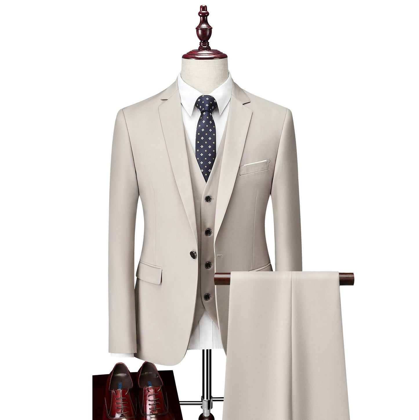 3 piece men's wedding suits fashion men's slim solid color business office suit sets large size men Blazer+ pants + vest