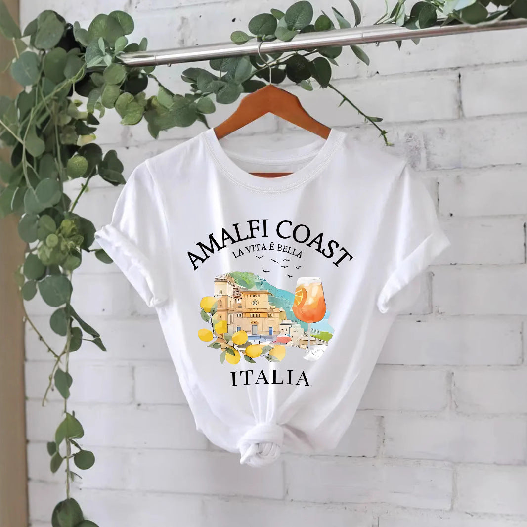 Printed short sleeved AMALFI COAST