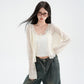 Hollow Linen Knit Cardigan for Women Lightweight Tie-Back Long Sleeve Shawl Cover-Up Top