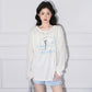 Elephant Embroidery Lightweight Sun Protection Long Sleeve T-Shirt Women Loose Round Neck Top