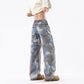 INS Streetwear Loose Patterned Lyocell Ice Silk Jeans