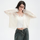 Hollow Linen Knit Cardigan for Women Lightweight Tie-Back Long Sleeve Shawl Cover-Up Top