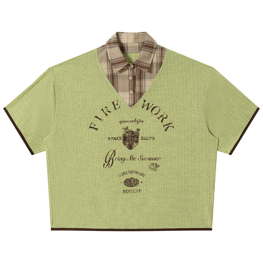 Fake two short sleeved T-shirts