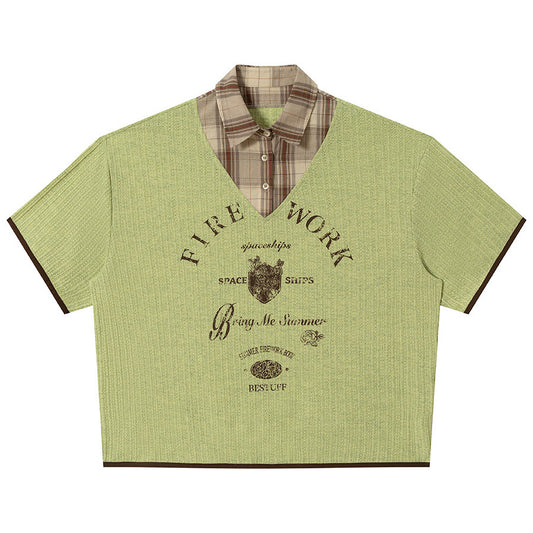 Fake two short sleeved T-shirts