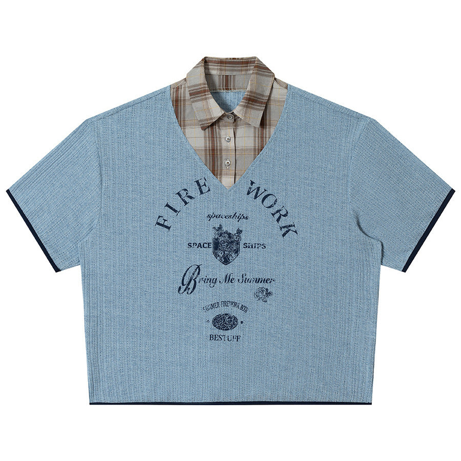 Fake two short sleeved T-shirts
