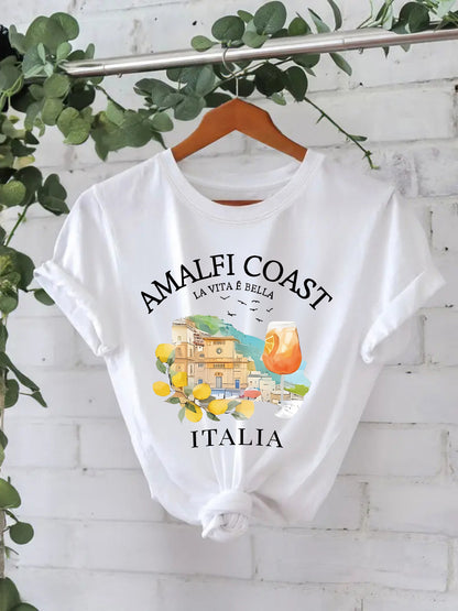 Printed short sleeved AMALFI COAST