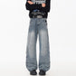 Streetwear Lightning Pattern Washed Denim Pants