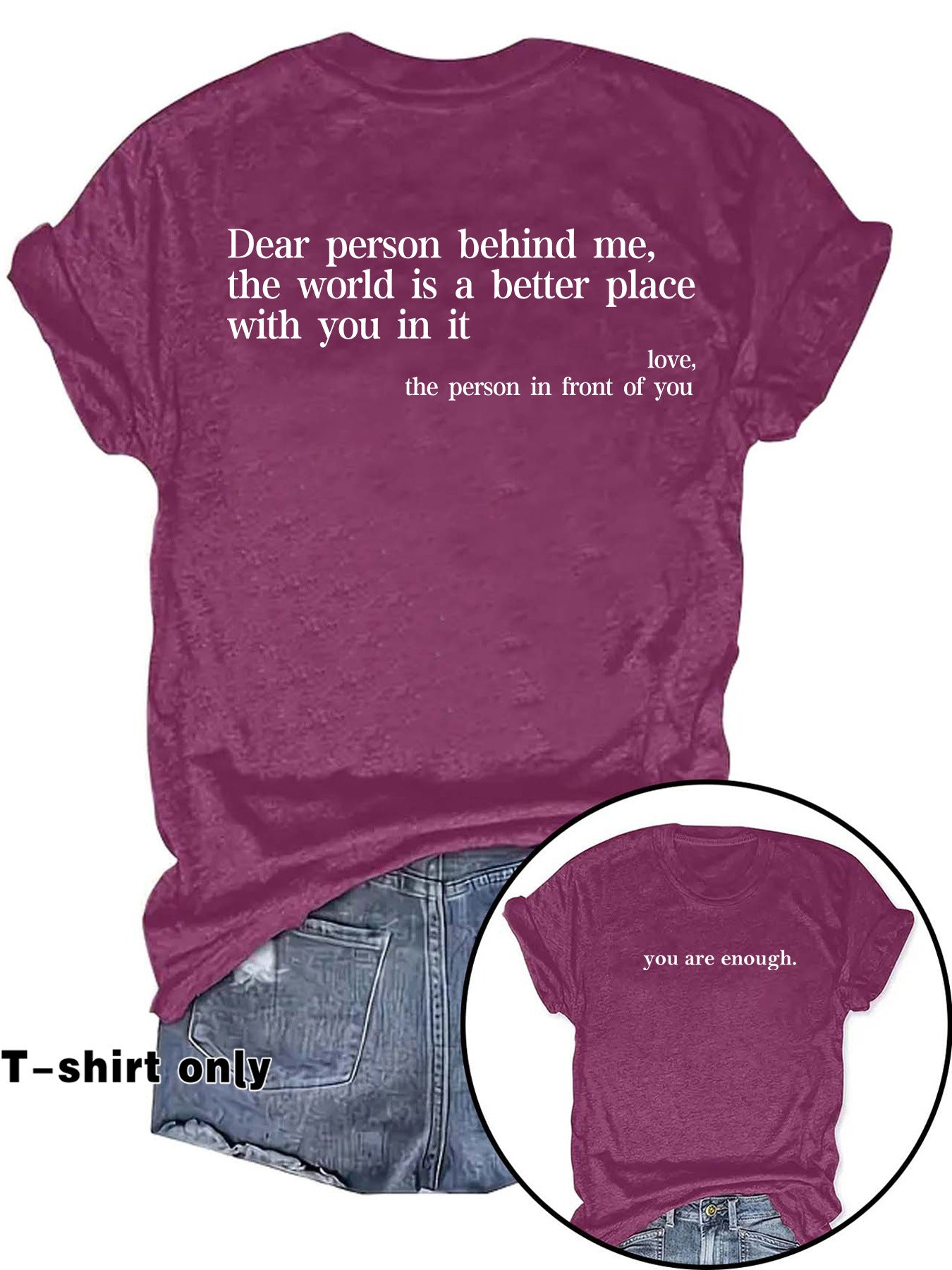 You are enough printed t-shirts