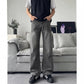 Slant Cut Flared Jeans Men Street Style Clean Fit Straight Leg Slim Flared Pants Vibe Trendy