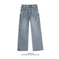 Street Style Studs Asymmetrical Straight Leg Jeans