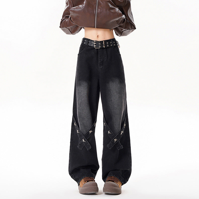 Relaxed Straight Leg Jeans Men Long Pants