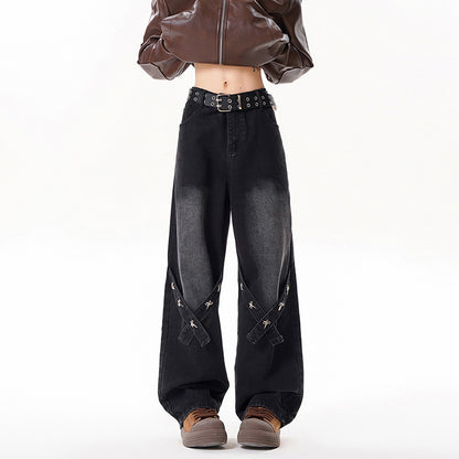 Relaxed Straight Leg Jeans Men Long Pants