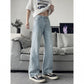 Slant Cut Flared Jeans Men Street Style Clean Fit Straight Leg Slim Flared Pants Vibe Trendy