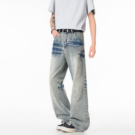 Cleanfit Light Blue Lightning Pattern Denim Pants