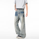 Cleanfit Light Blue Lightning Pattern Denim Pants