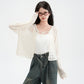 Hollow Linen Knit Cardigan for Women Lightweight Tie-Back Long Sleeve Shawl Cover-Up Top