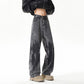 Dye-Printed Street-Style Denim Pants for Men