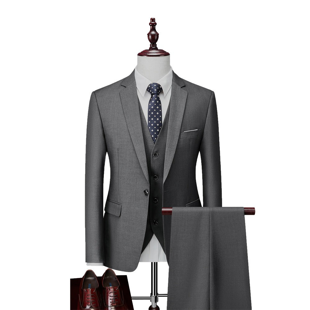 3 piece men's wedding suits fashion men's slim solid color business office suit sets large size men Blazer+ pants + vest