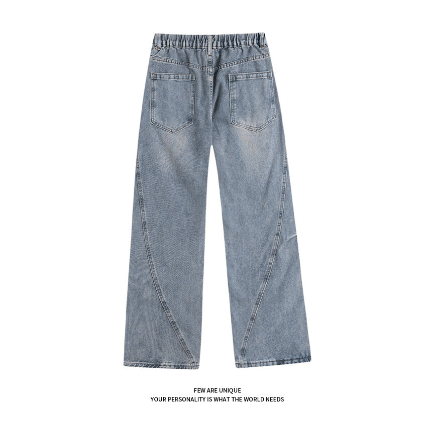 Street Style Studs Asymmetrical Straight Leg Jeans